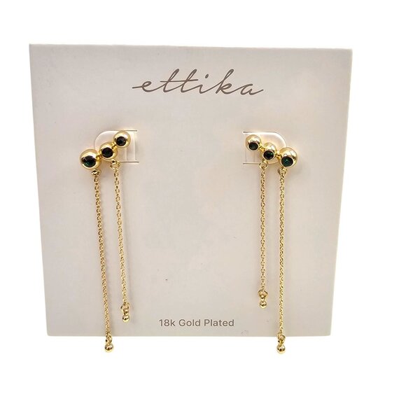 Ettika 18K Gold Plated‎ Emerald City Waterfall Earrings - Picture 2 of 6
